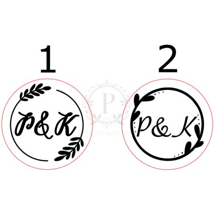 A Ti monogramotok, választható betűtípussal, KIS LEVELEK mintával - Esküvői pecsétviasznyomó